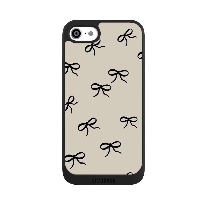 iPhone SE 2022 NIVOpure Bows Black Beige Pattern