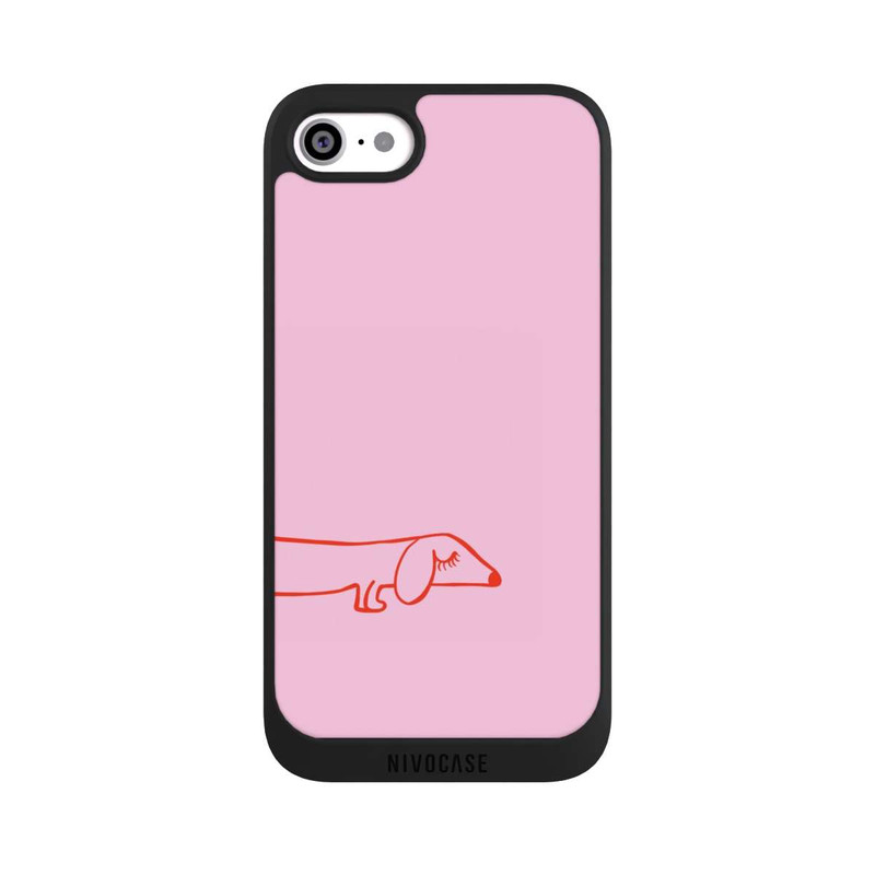 iPhone SE 2022 NIVOpure Dachshund Illustration Pink