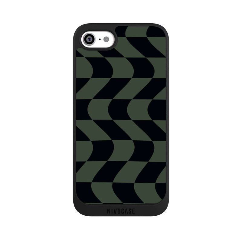 iPhone SE 2022 NIVOpure Checked Pattern Green Black