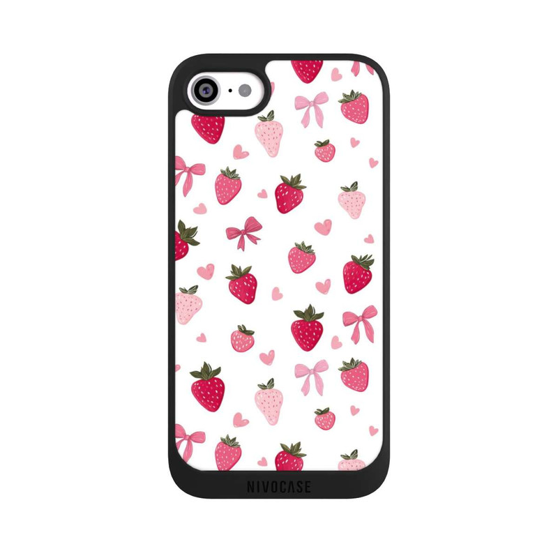 iPhone SE 2022 NIVOpure Strawberry Ribbon Pattern Pink