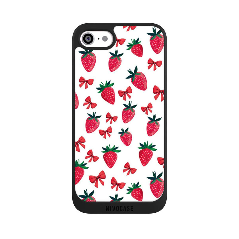 iPhone SE 2022 NIVOpure Strawberry Ribbon Pattern Red