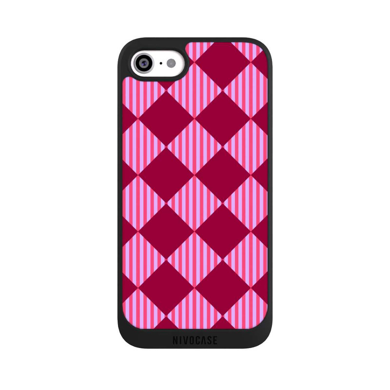 iPhone SE 2022 NIVOpure Diamond Pattern Red Pink