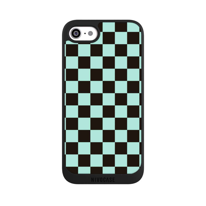 iPhone SE 2022 NIVOpure Checked Pattern Blue Brown