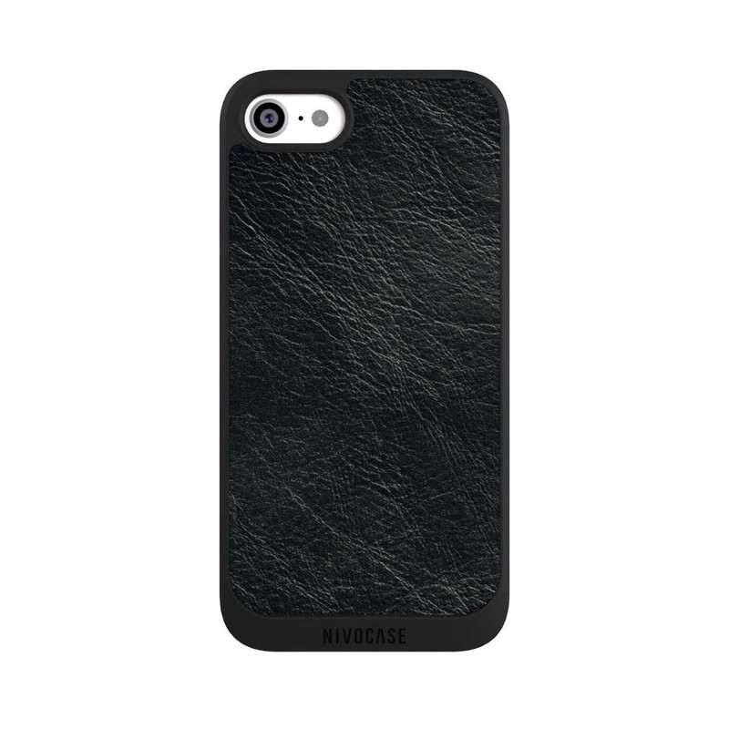 iPhone SE 2022 NIVOpure Fond Aspect Cuir Noir