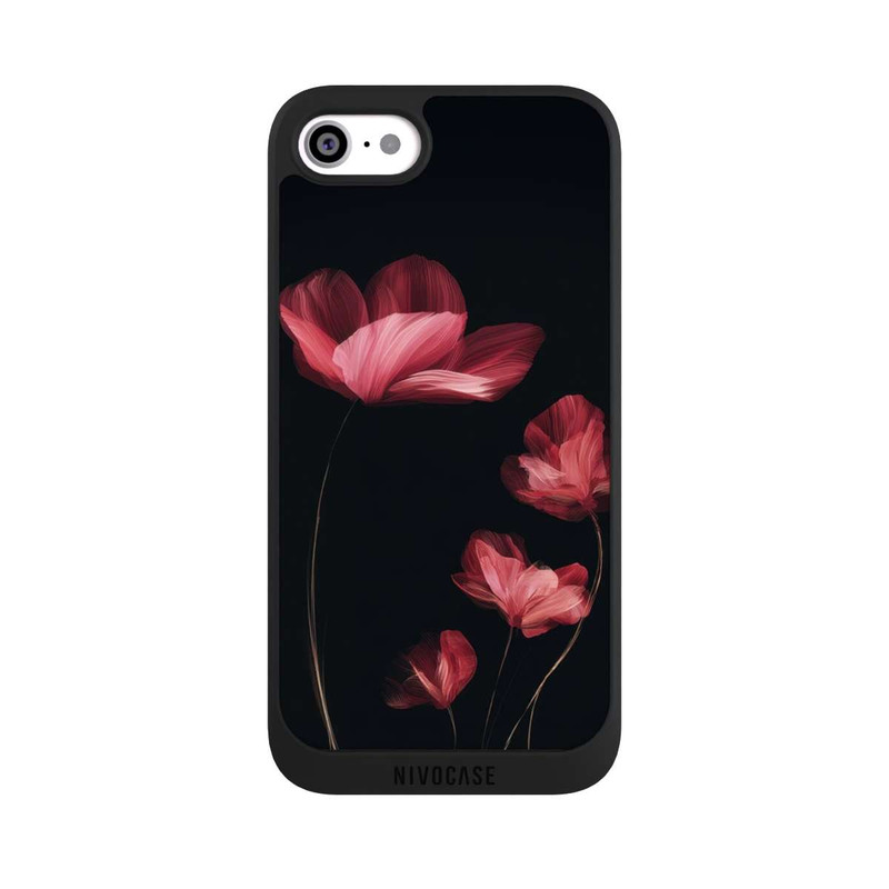 iPhone SE 2022 NIVOpure Fleurs Bordeaux Noires