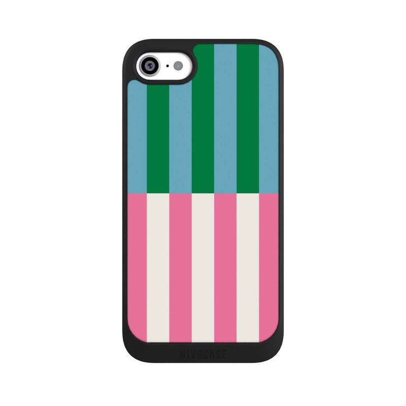 iPhone SE 2022 NIVOpure Motif Rayé Vert Rose