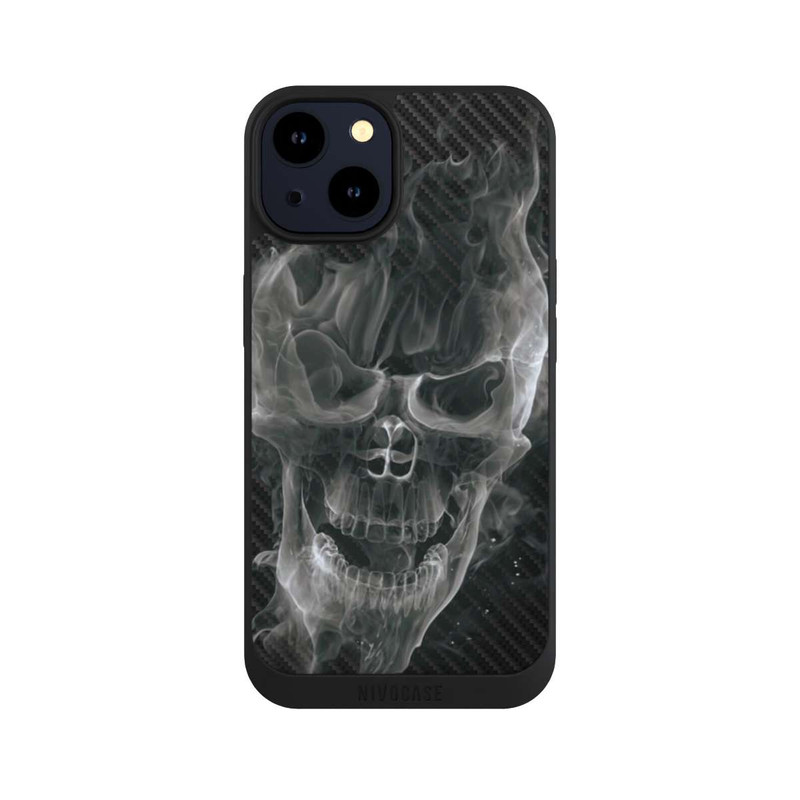 iPhone 14 NIVOpure rauchender Totenkopf Carbon