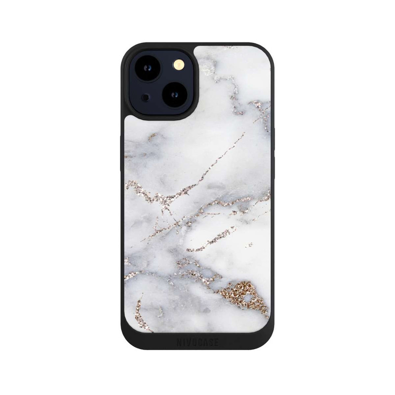 iPhone 14 NIVOpure Marbre Argent Scintillant Look