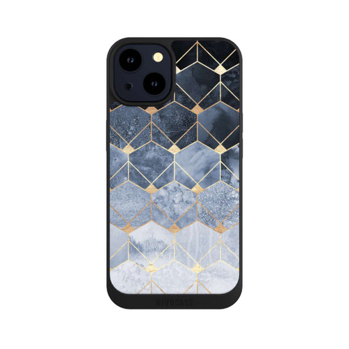 Apple iPhone 14 NIVOpure Blue Hexagons And Diamonds Gold Print