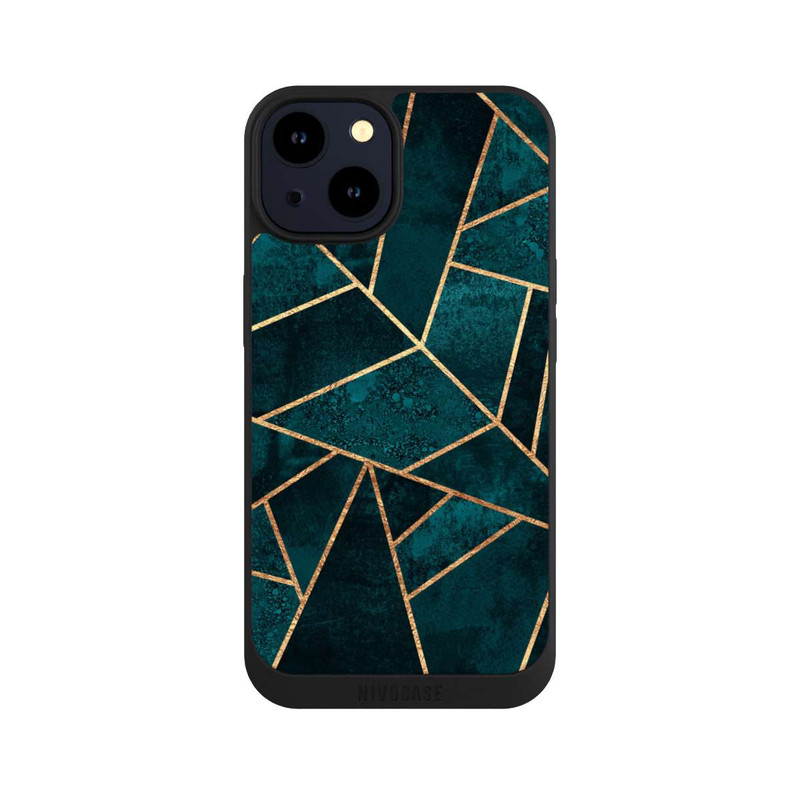 iPhone 14 NIVOpure Imprimé or pierre sarcelle profond