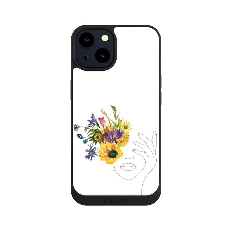 iPhone 14 NIVOpure Line Art Woman sunflowers