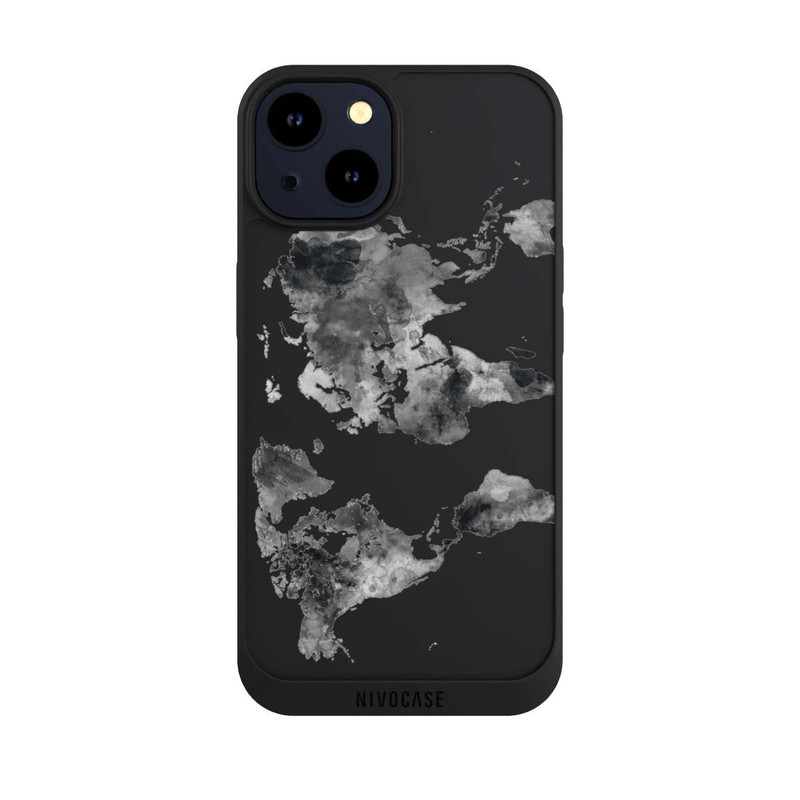 iPhone 14 NIVOpure World Map Black Transparent