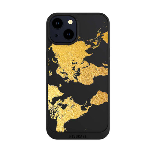 Apple iPhone 14 NIVOpure World Map Gold Transparent