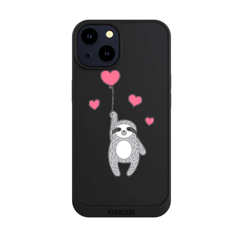 iPhone 14 NIVOpure Faultier mit Herzen transparent
