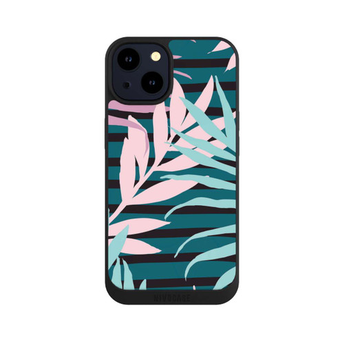 Apple iPhone 14 NIVOpure Pastel Jungle Leaves Pink Teal Seamless