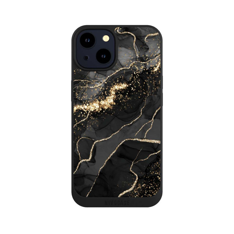 iPhone 14 NIVOpure Look Spirales de Marbre Sombre & Or