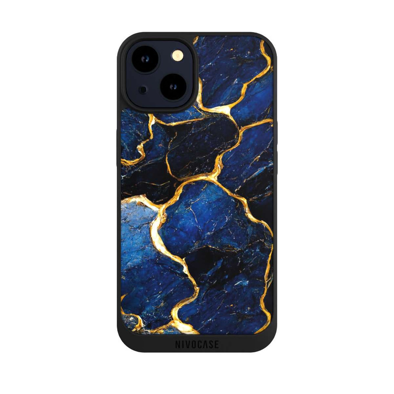 iPhone 14 NIVOpure Blue Marble Gold Print Layers