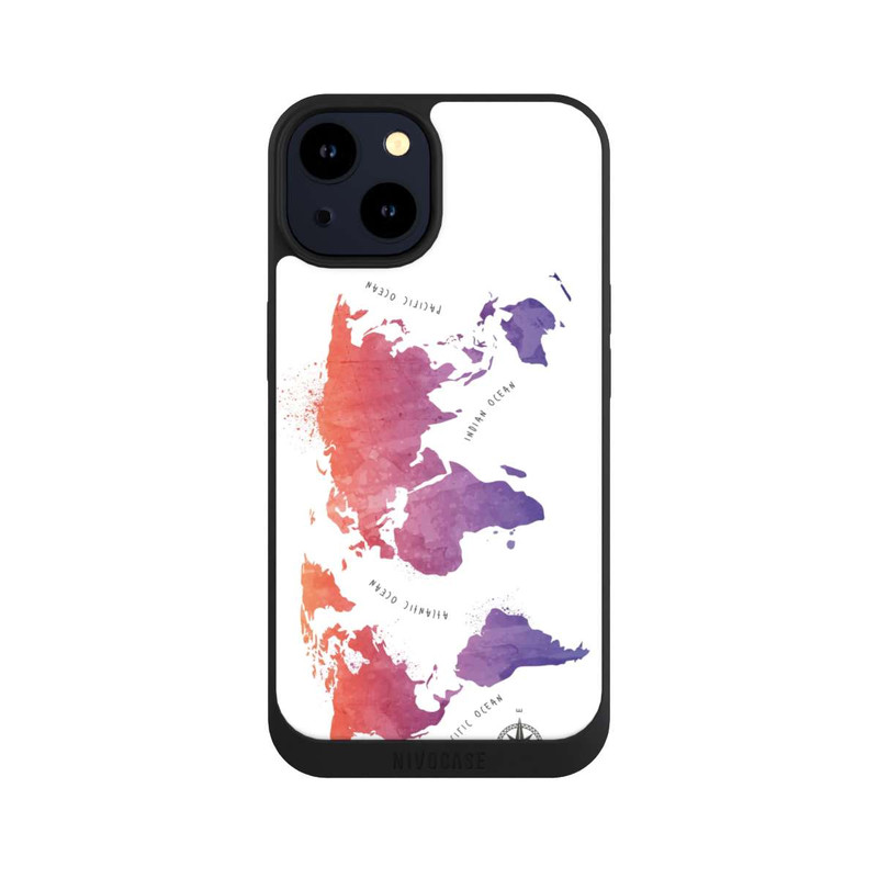 iPhone 14 NIVOpure Worldmap (Watercolor) white