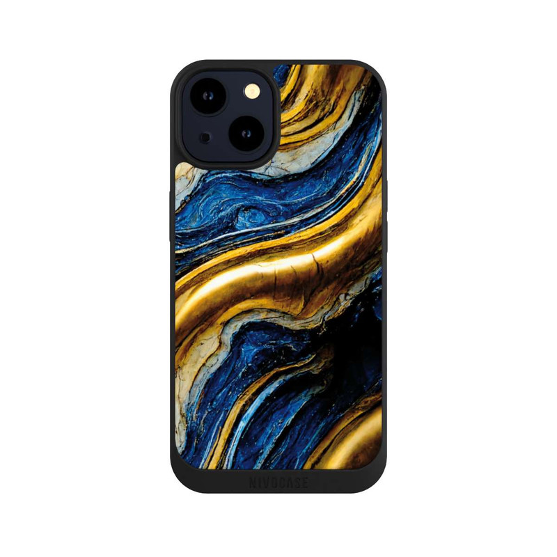 iPhone 14 NIVOpure Struktur im Royalblau- und Gold-Look