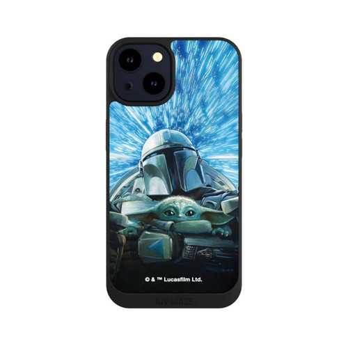 Apple iPhone 14 NIVOpure Grogu und Mando fliegen blau
