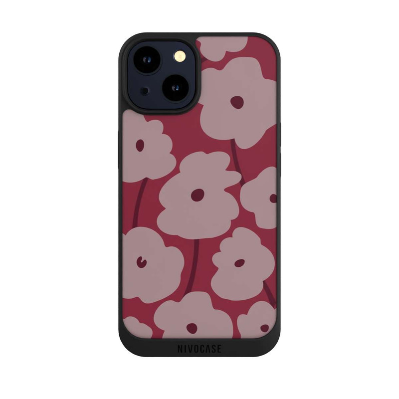 iPhone 14 NIVOpure Minimalistische Blumen Bordeaux