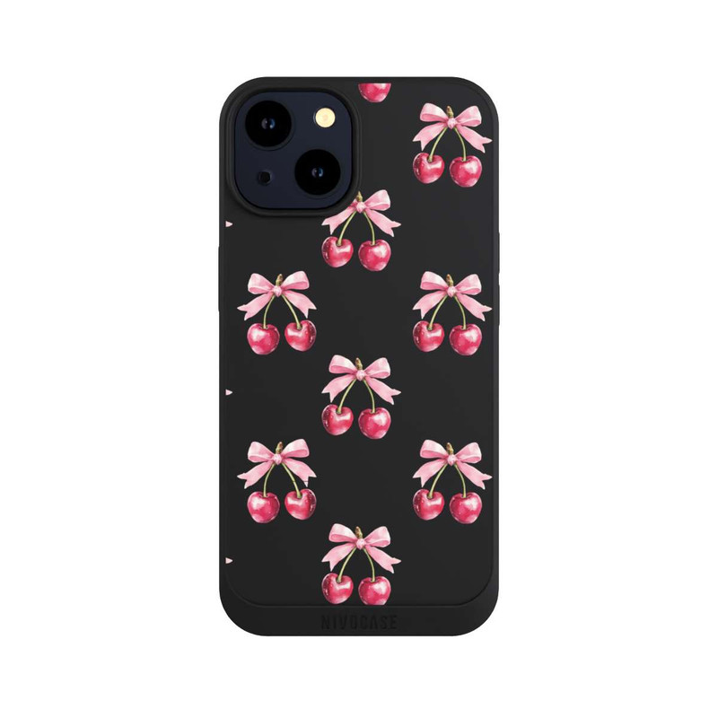 iPhone 14 NIVOpure Motif Nœud Cerise transparent avec IA