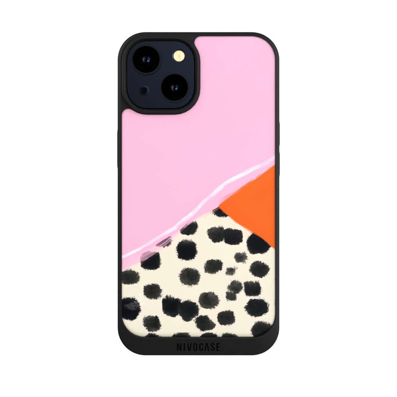iPhone 14 NIVOpure Pink and Orange Modern Art with Dots