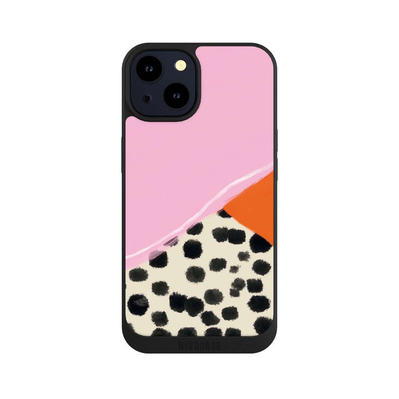 iPhone 14 NIVOpure Pink and Orange Modern Art with Dots