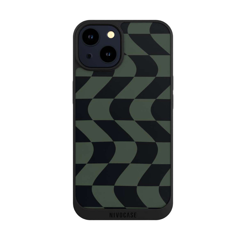 iPhone 14 NIVOpure Checked Pattern Green Black