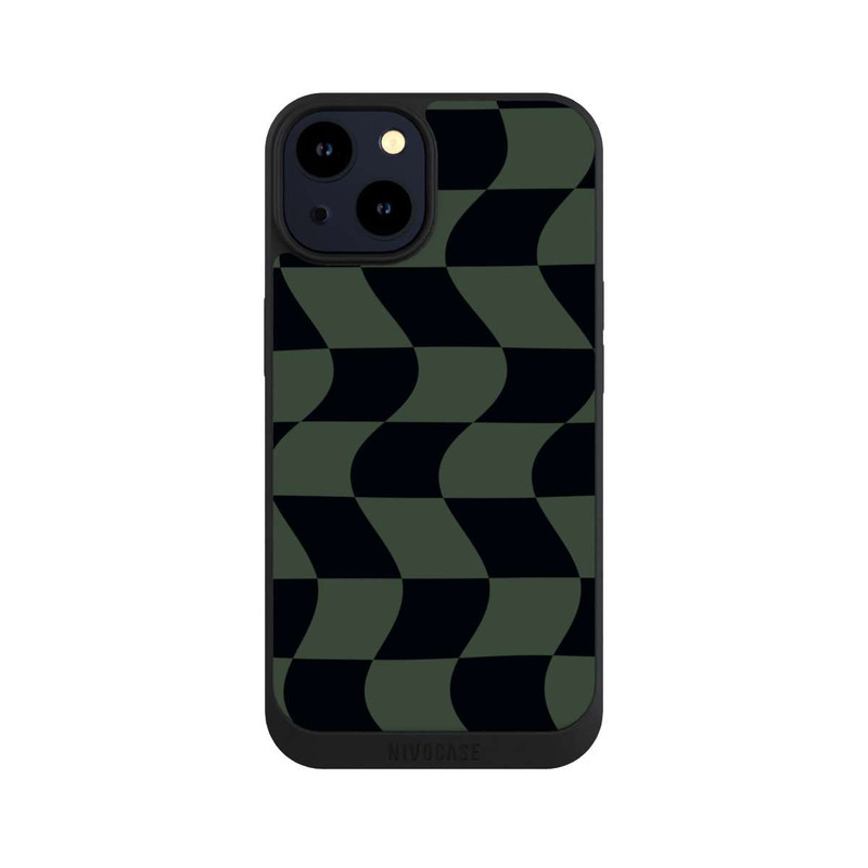 iPhone 14 NIVOpure Checked Pattern Green Black