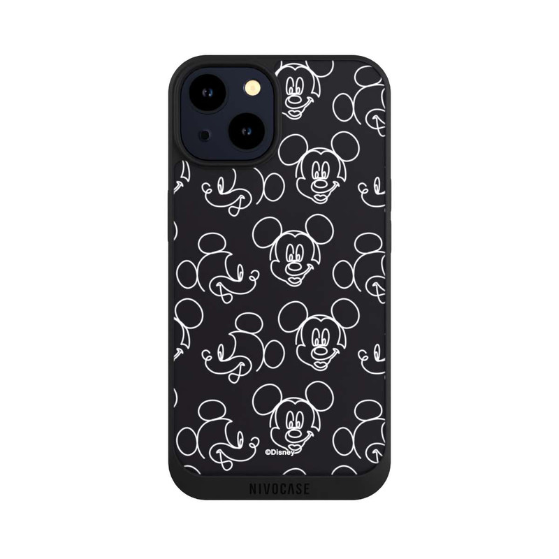 iPhone 14 NIVOpure Disney Mickey Faces Black Line Art Pattern