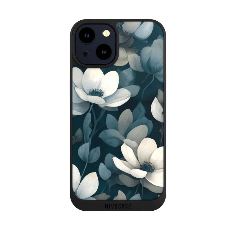 iPhone 14 NIVOpure Negative Flower Petrol White with AI