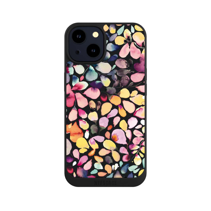 iPhone 14 NIVOpure Eukalyptus Aquarellblätter Schwarz