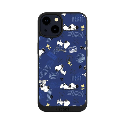 Apple iPhone 14 NIVOpure Peanuts Travel Stamps Pattern Blue