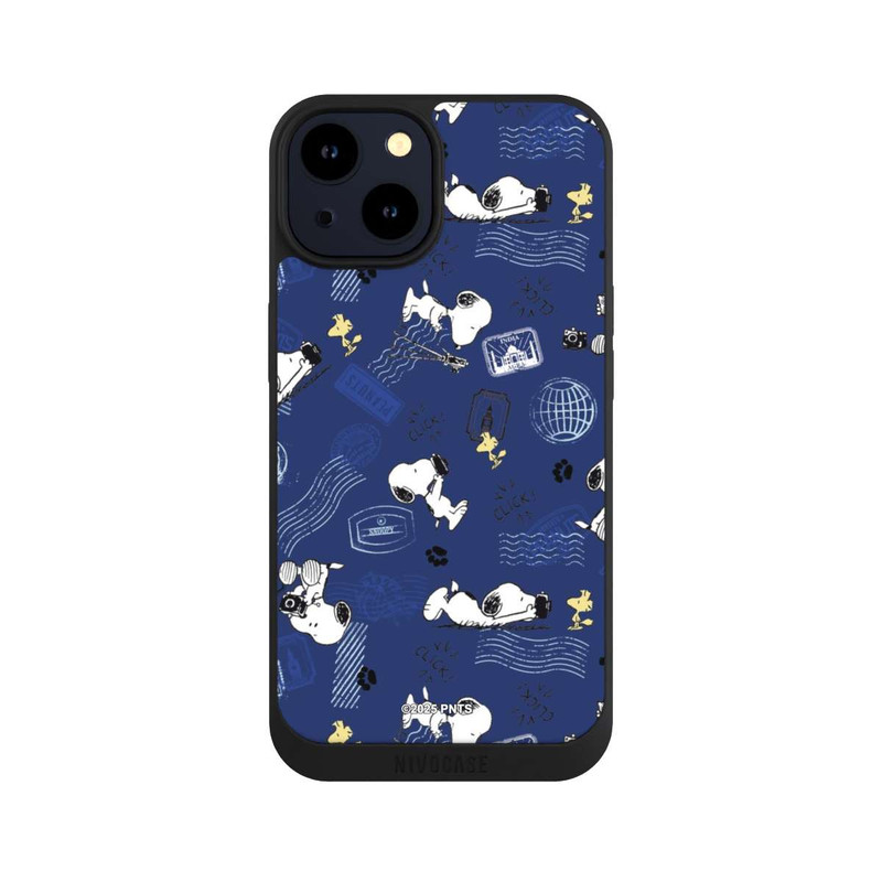 iPhone 14 NIVOpure Peanuts Travel Stamps Pattern Blue