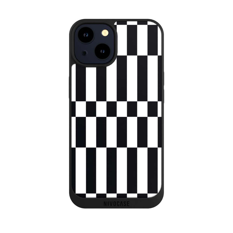 iPhone 14 NIVOpure Checked Abstract Bold Black and White Color Block