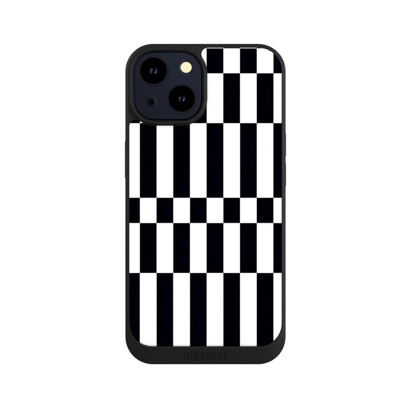 iPhone 14 NIVOpure Checked Abstract Bold Black and White Color Block