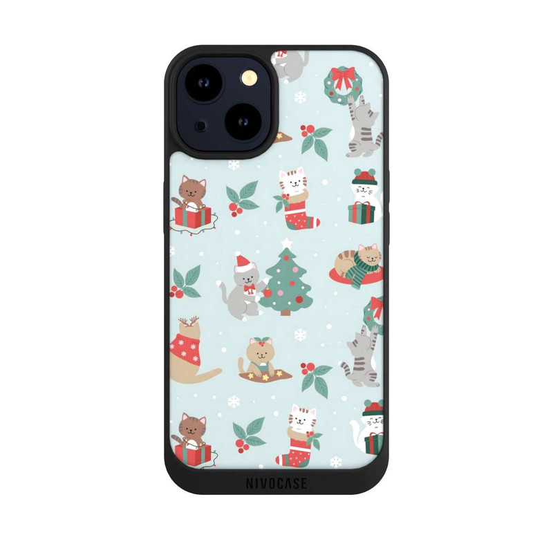 iPhone 14 NIVOpure festliche Katzen im Winterwunderland