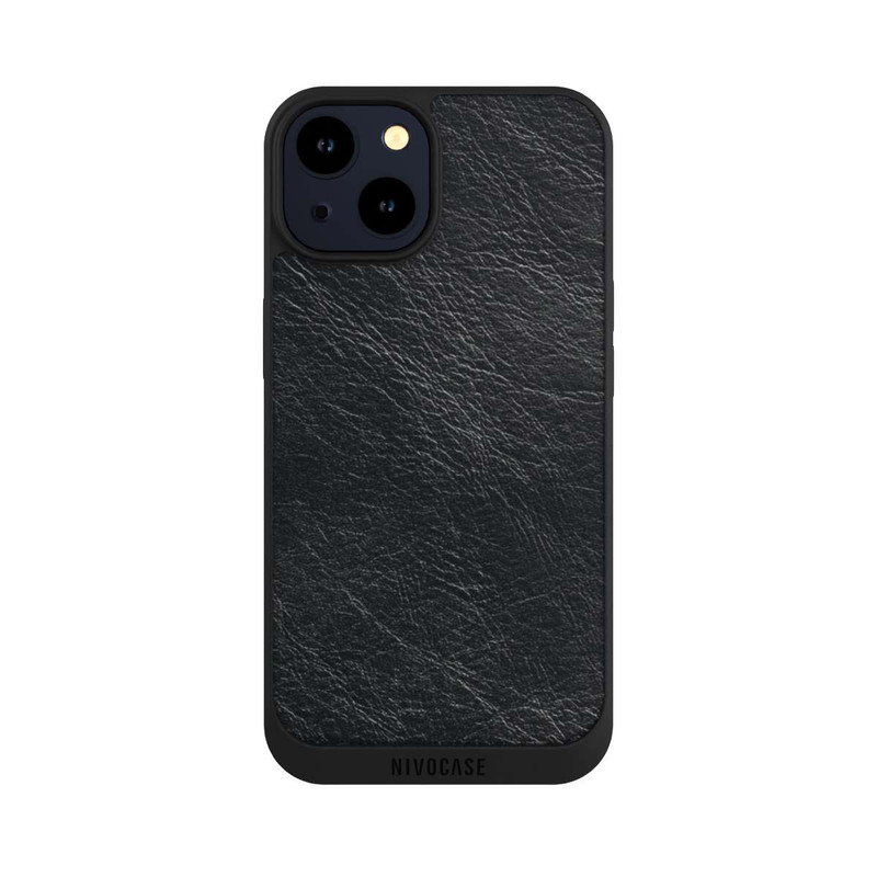 iPhone 14 NIVOpure Schwarzer Lederlook Hintergrund