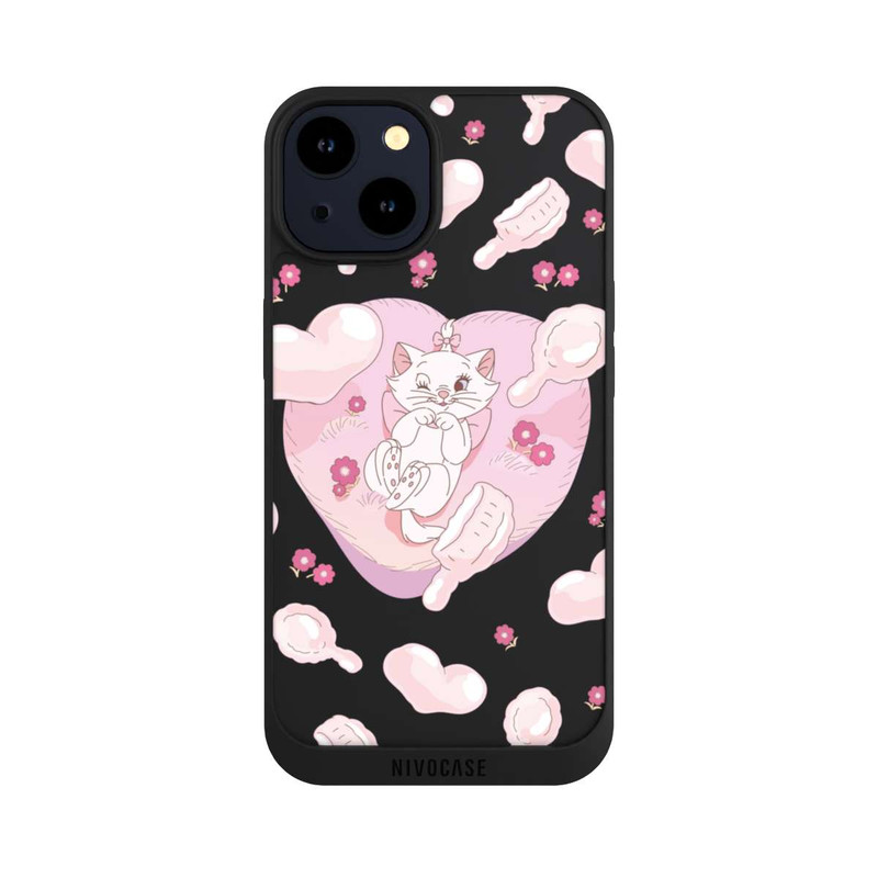 iPhone 14 NIVOpure Aristochats Marie Cœurs Rose Transparent