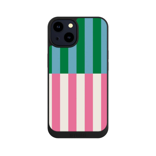 Apple iPhone 14 NIVOpure Motif Rayé Vert Rose