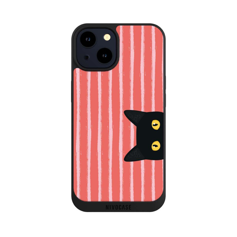 iPhone 14 NIVOpure Black Cat on Orange Stripes