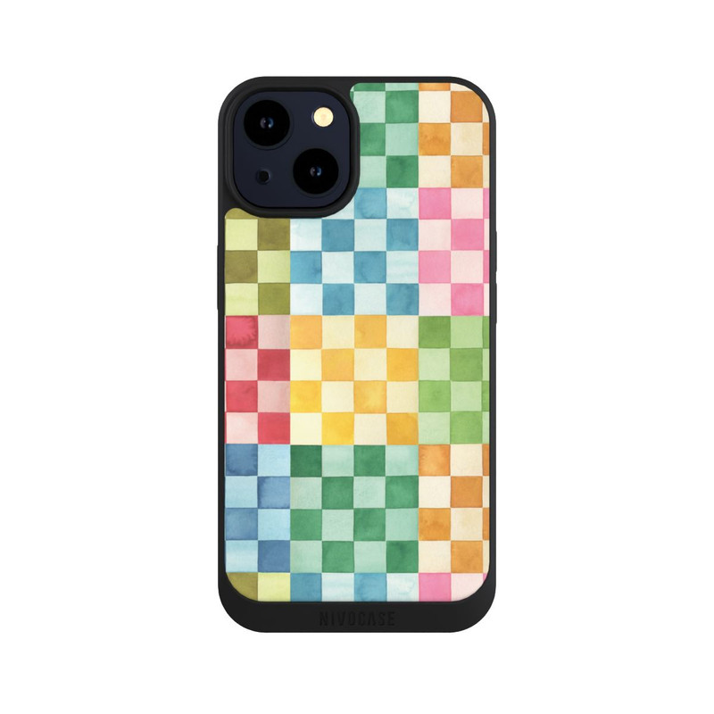 iPhone 14 NIVOpure Checkerboard Watercolor Chess Geometric Red
