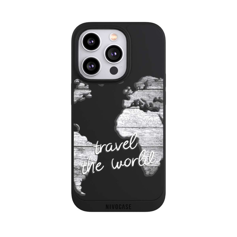 iPhone 14 Pro NIVOpure Carte du Monde Bois sans Fond