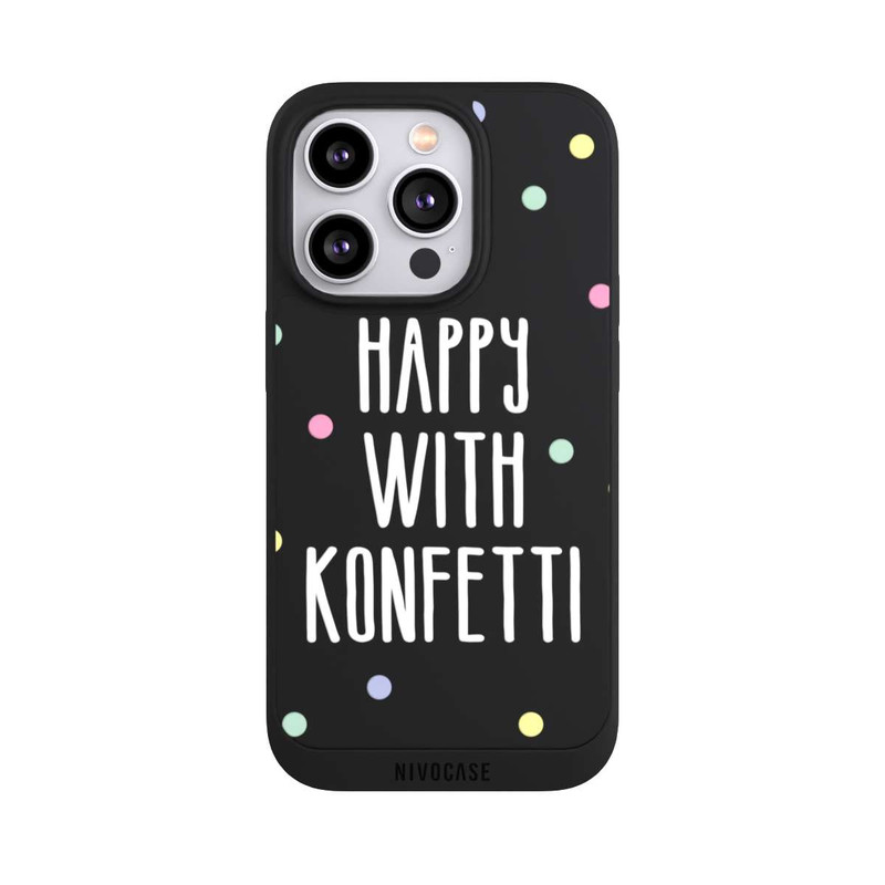 iPhone 14 Pro NIVOpure Happy with Konfetti White ohne Hintergrund