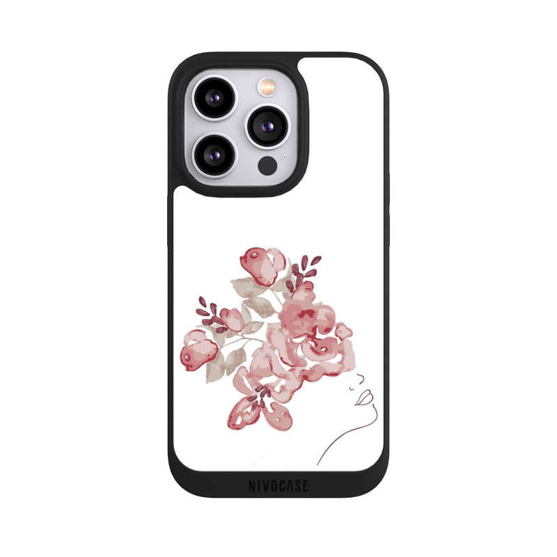 iPhone 14 Pro NIVOpure Line Art Fleurs de visage de femme
