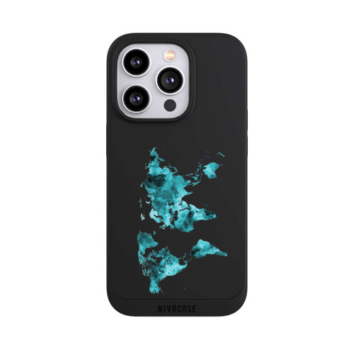 Apple iPhone 14 Pro NIVOpure World Map Teal Transparent