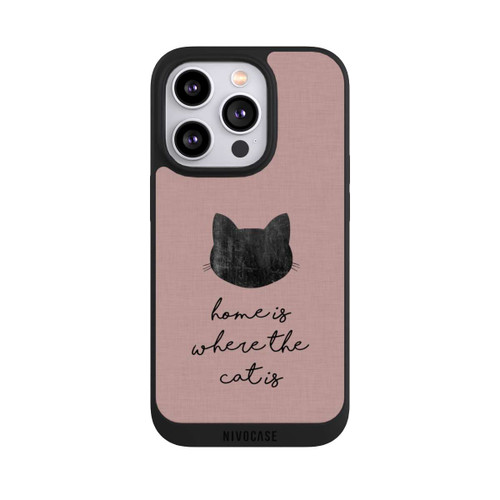 Apple iPhone 14 Pro NIVOpure Home Is Where The Cat Is - Noir sur rose