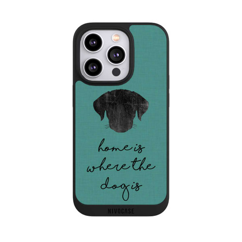 Apple iPhone 14 Pro NIVOpure Home Is Where The Dog Is - Noir sur turquoise