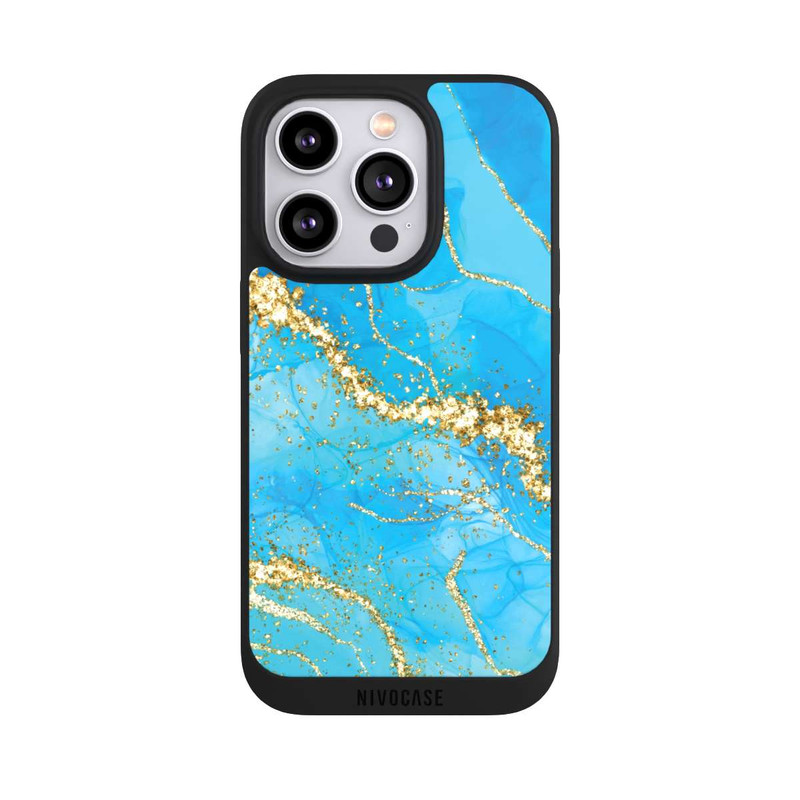iPhone 14 Pro NIVOpure Fond Turquoise & Or